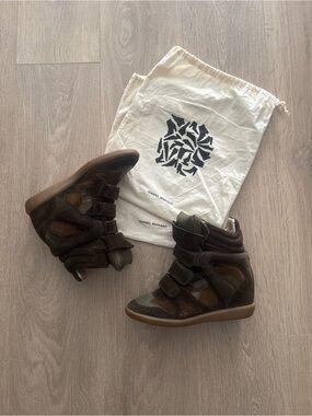 Isabel Marant Dark Brown Suede Bekett Wedge Sneakers
